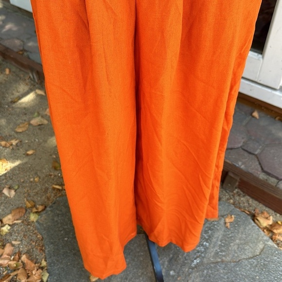 🧡🧡🧡Mumuanxiu orange cotton palazzo pants NWOT - Picture 3 of 10